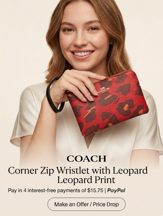 Coach Handbags - COACH# Corner Zip Wristlet with Leopard Print# last available